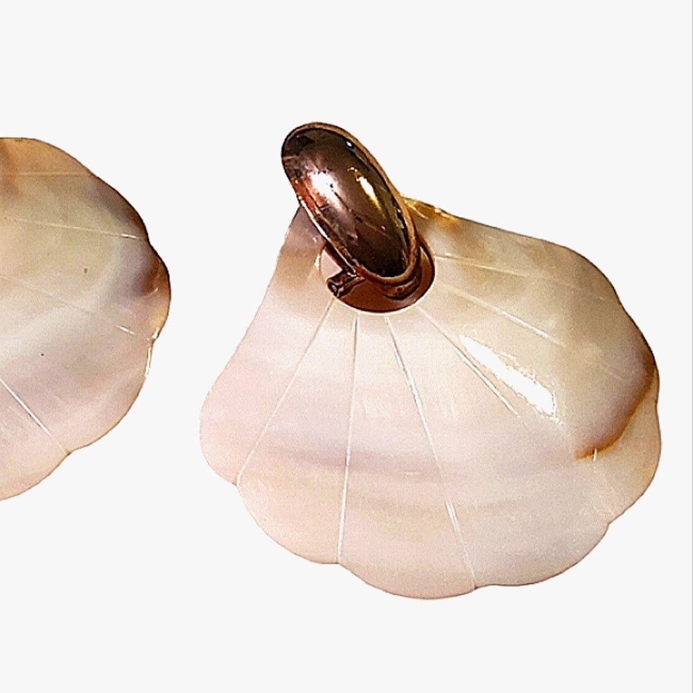 Large Shell Mother Of Pearl Vintage Pierced Statement Earrings